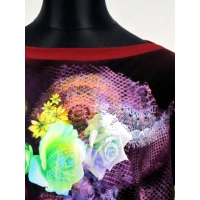 Bluzka MAXI kimono z fotonadrukiem kremowe róże